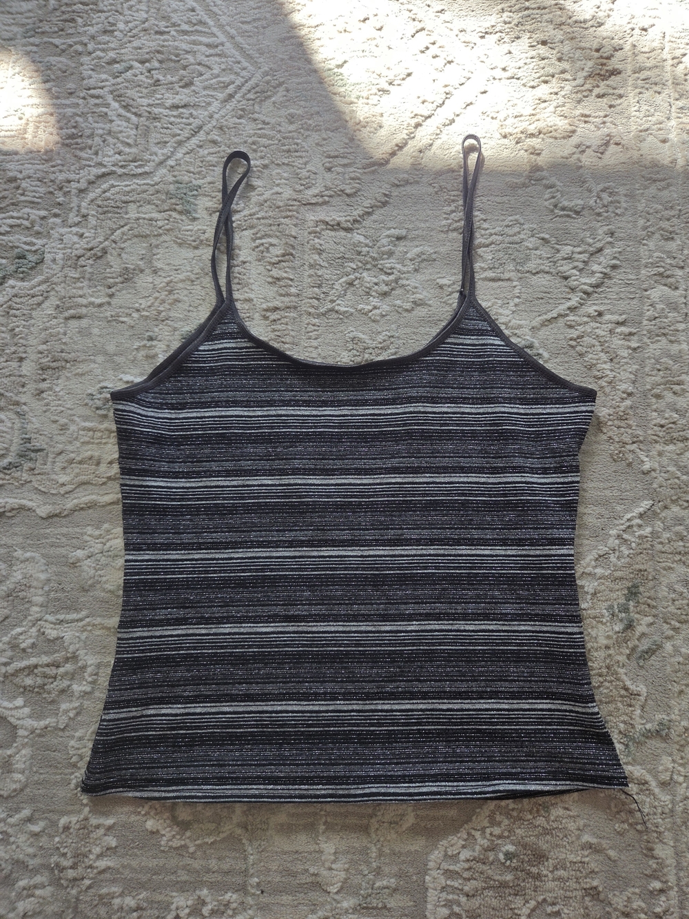 Striped Black and White Spaghetti-Strap Camisole